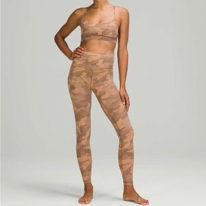 Lululemon Set Align High-Rise Pant 25" & Flow Y Bra Camo Beige Multi size 6